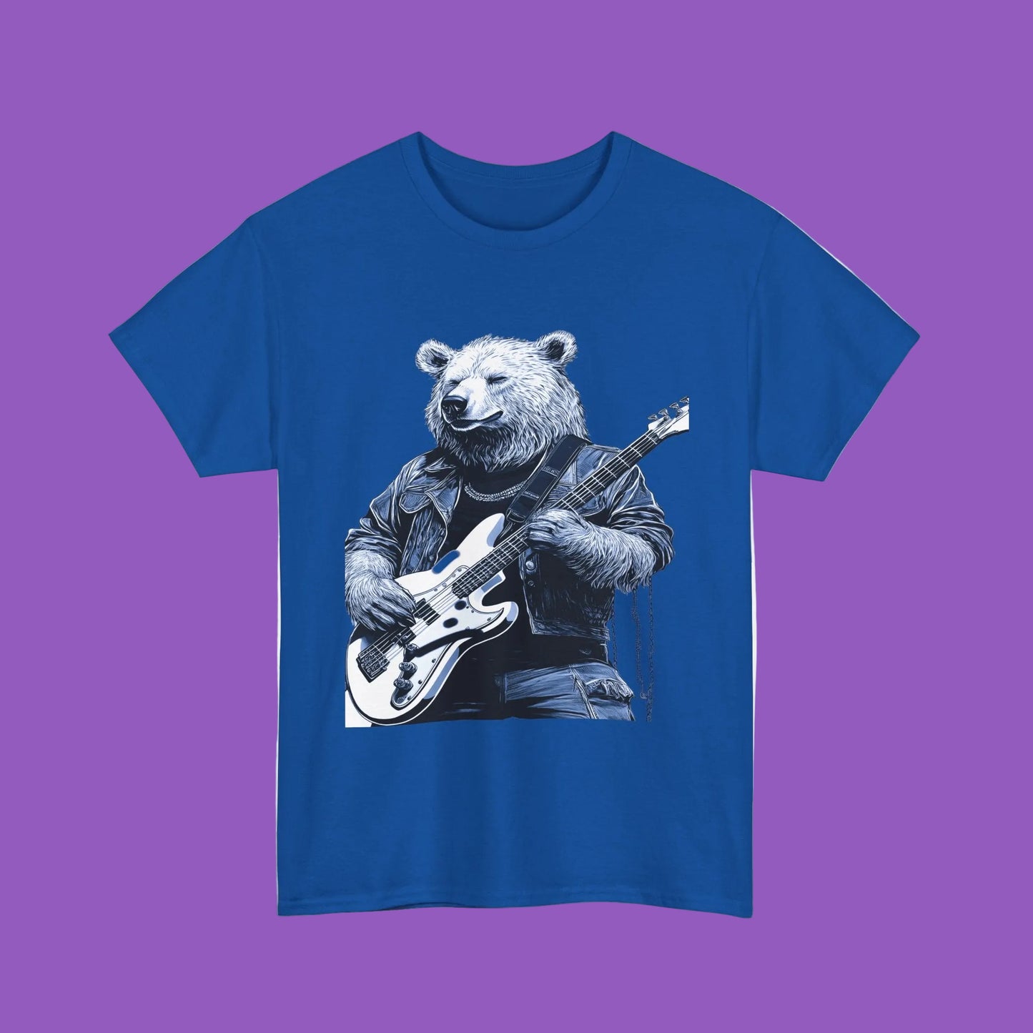 Bear Guitar Tee Drop That Bass — Vintage Rock Bear Graphic T-Shirt