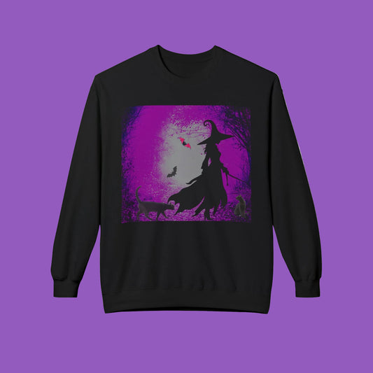 Witch Train Fleece Sweatshirt, Cozy Halloween Apparel, Unisex Crewneck, Witchy Gifts, Autumn Fashion, Enchanted Style