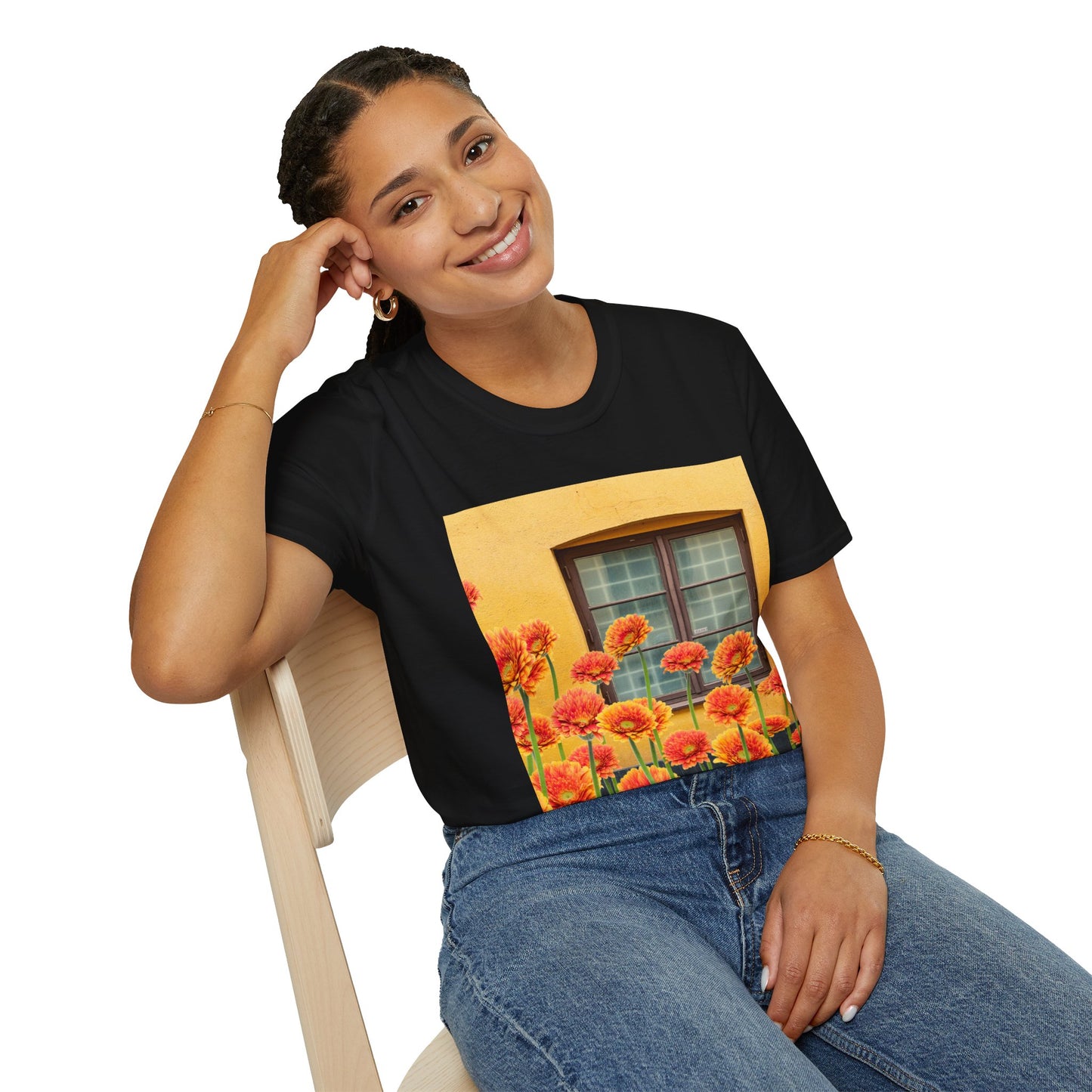 Vibrant Flower Catalina Window Tee - Unisex Softstyle T-Shirt, Floral Graphic Shirt, Spring Fashion, Gift Idea, Art Lover's Top, Summer Outfit