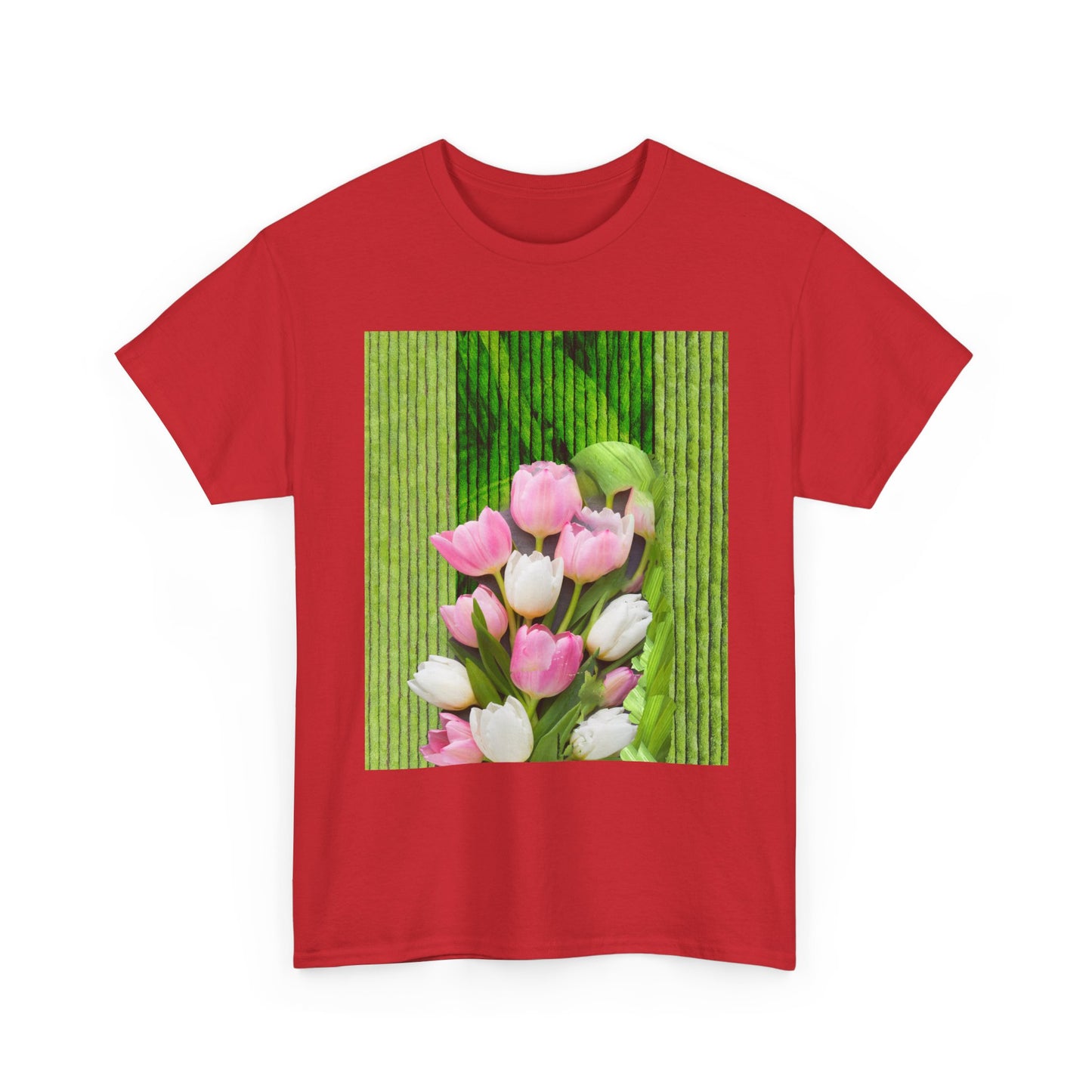 Textured Tulips Unisex Heavy Cotton Tee - Vibrant Spring Blossom T-Shirt, Everyday Wear, Gift for Plant Lovers, Mother's Day Apparel, [...]