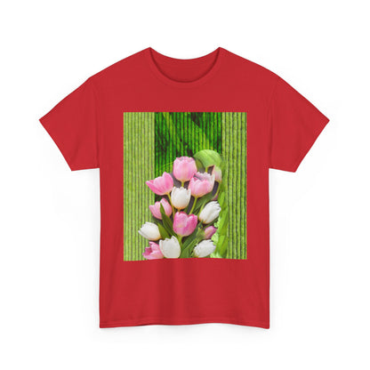 Textured Tulips Unisex Heavy Cotton Tee - Vibrant Spring Blossom T-Shirt, Everyday Wear, Gift for Plant Lovers, Mother's Day Apparel, [...]