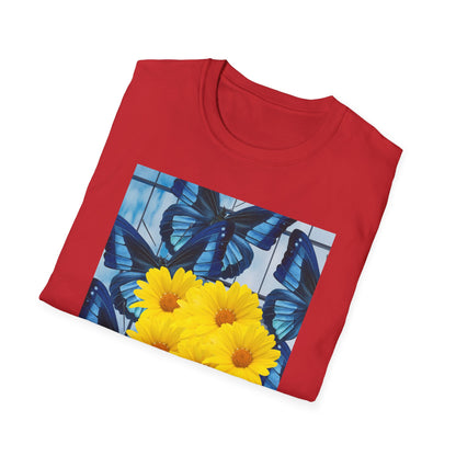 Sunny Blooms Unisex Softstyle T-Shirt, Floral Graphic Tee, Gift for Her, Summer Vibes, Casual Wear, Nature Lover Gift