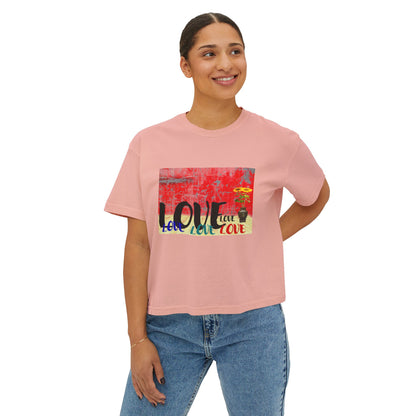 Colorful Love Boxy Tee, Women's Love T-Shirt, Casual Everyday Wear, Gift for Her, Summer Fashion Piece