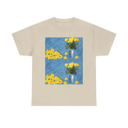 Sunflower double the pretty Bouquet Unisex Heavy Cotton Tee, Floral Graphic Tee, Casual Wear, Gift for Her, Summer Fashion, Eco-Friendly T-Shirt