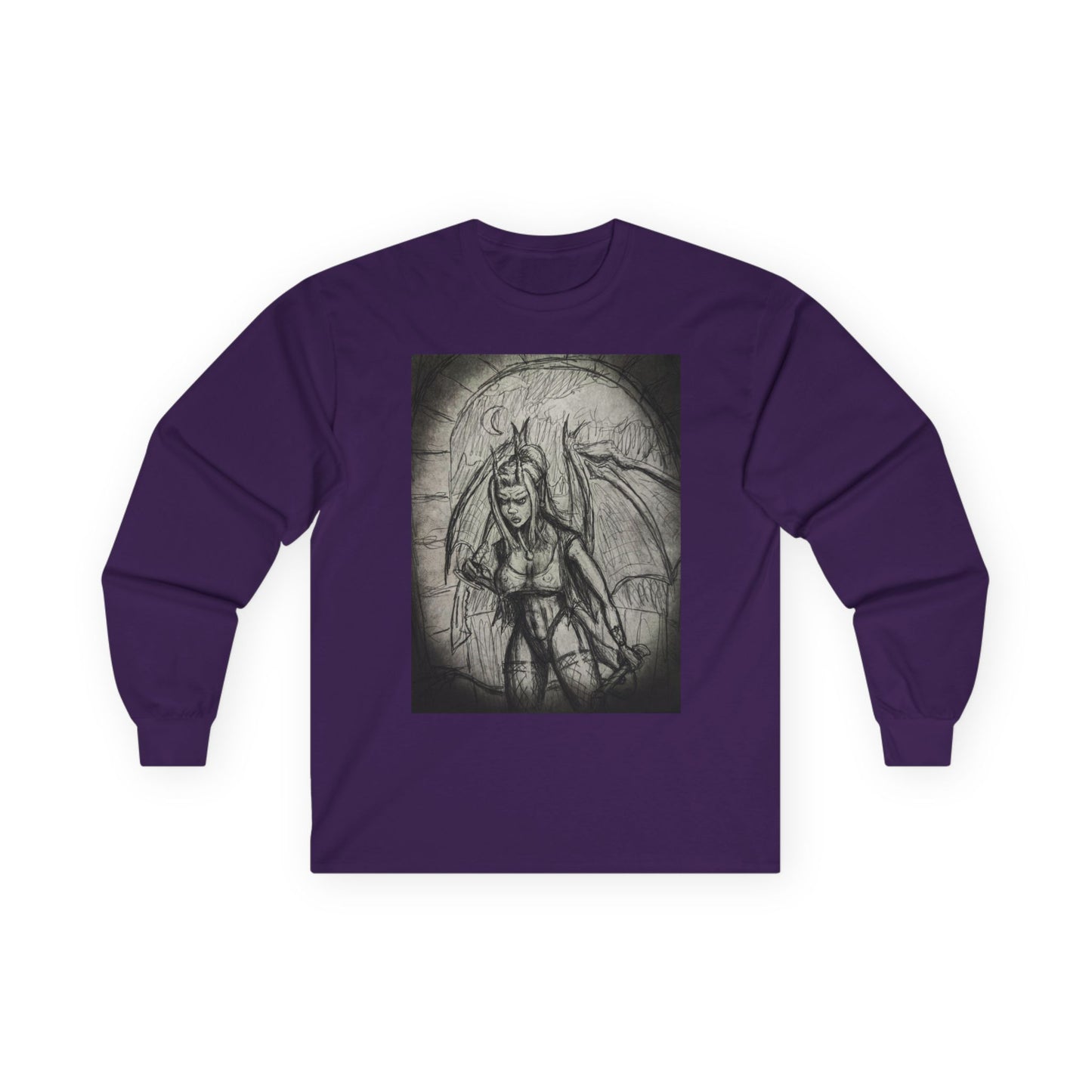 Gothic Winged Demon Long Sleeve Tee