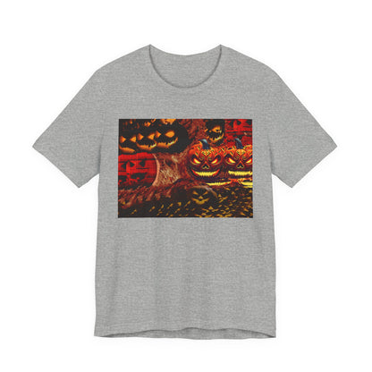 Halloween Distorted Pumpkin Graphic Tee, Unisex T-Shirt for Autumn, Spooky Season Top, Halloween Costume Idea, Men's & Women's Casual Wear