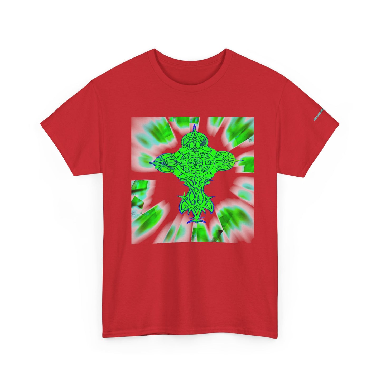Celtic Green Cross T-Shirt — Vibrant Celtic Knotwork Tee