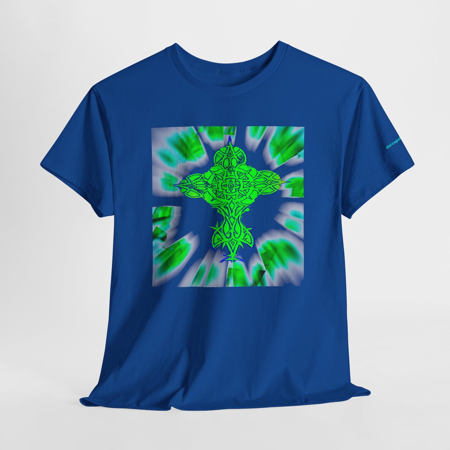 Celtic Green Cross T-Shirt — Vibrant Celtic Knotwork Tee