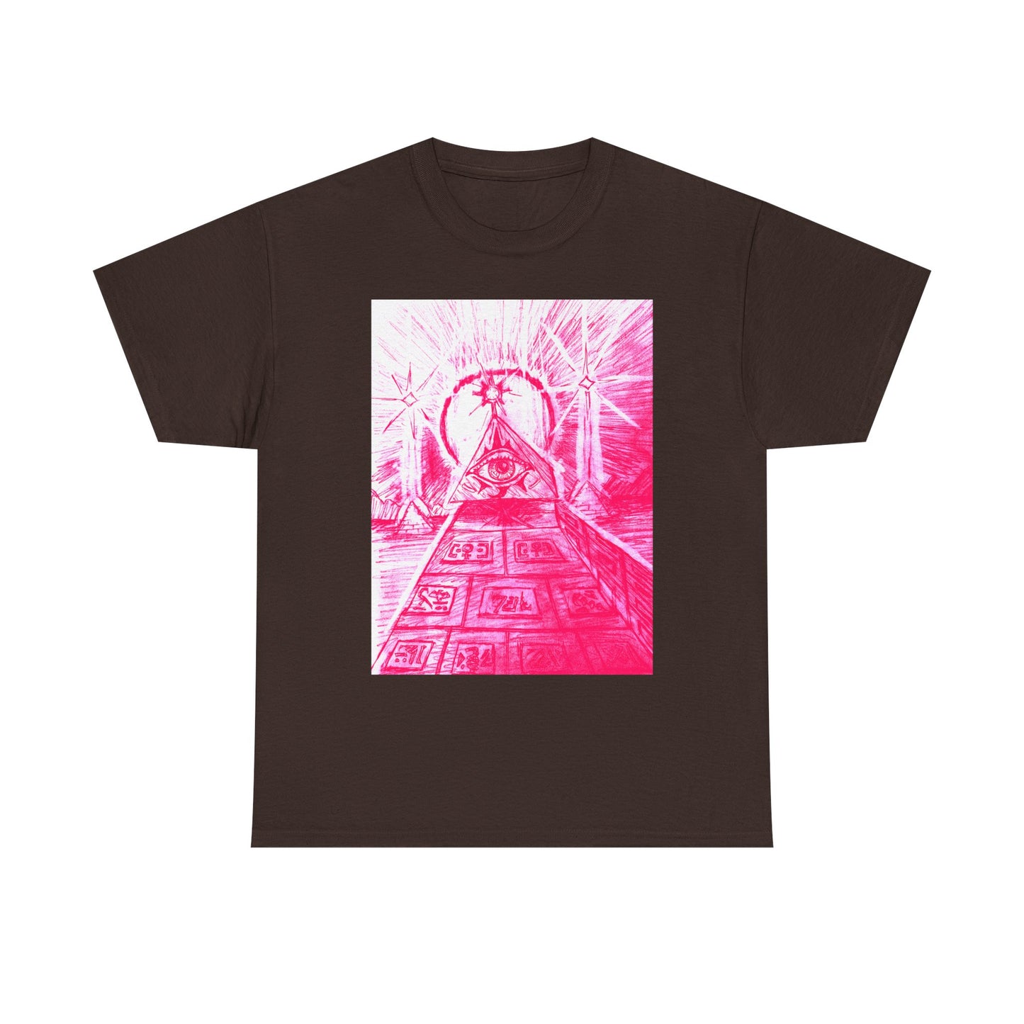 Pink Pyramid Eye Vibrant Artistic Unisex Heavy Cotton Tee | Creative Graphic Tee for Art Lovers, Casual Wear, Gifts, Festival Apparel, Statement Shirt