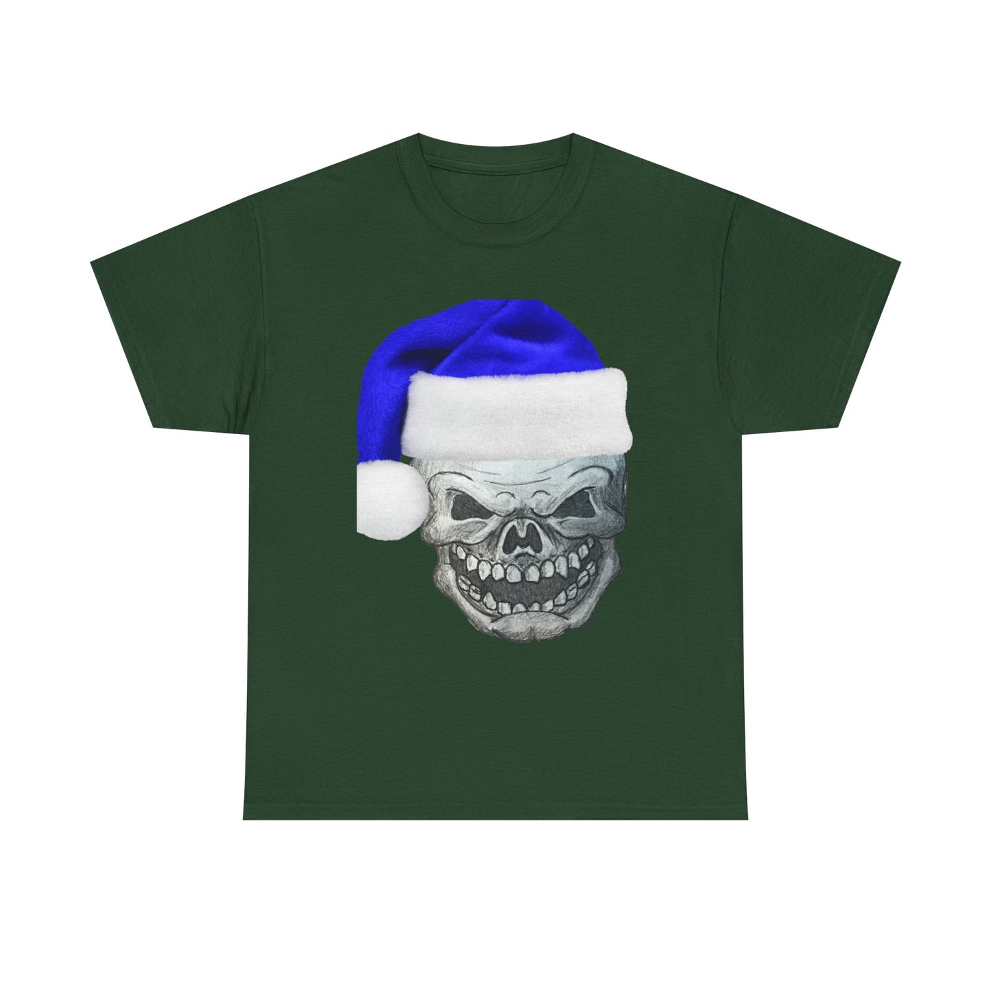 Skull in Blue Santa Hat T-Shirt