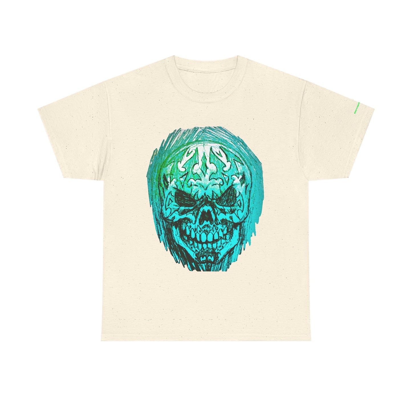 Vibrant Green Skull Graphic Tee - Unisex Heavy Cotton