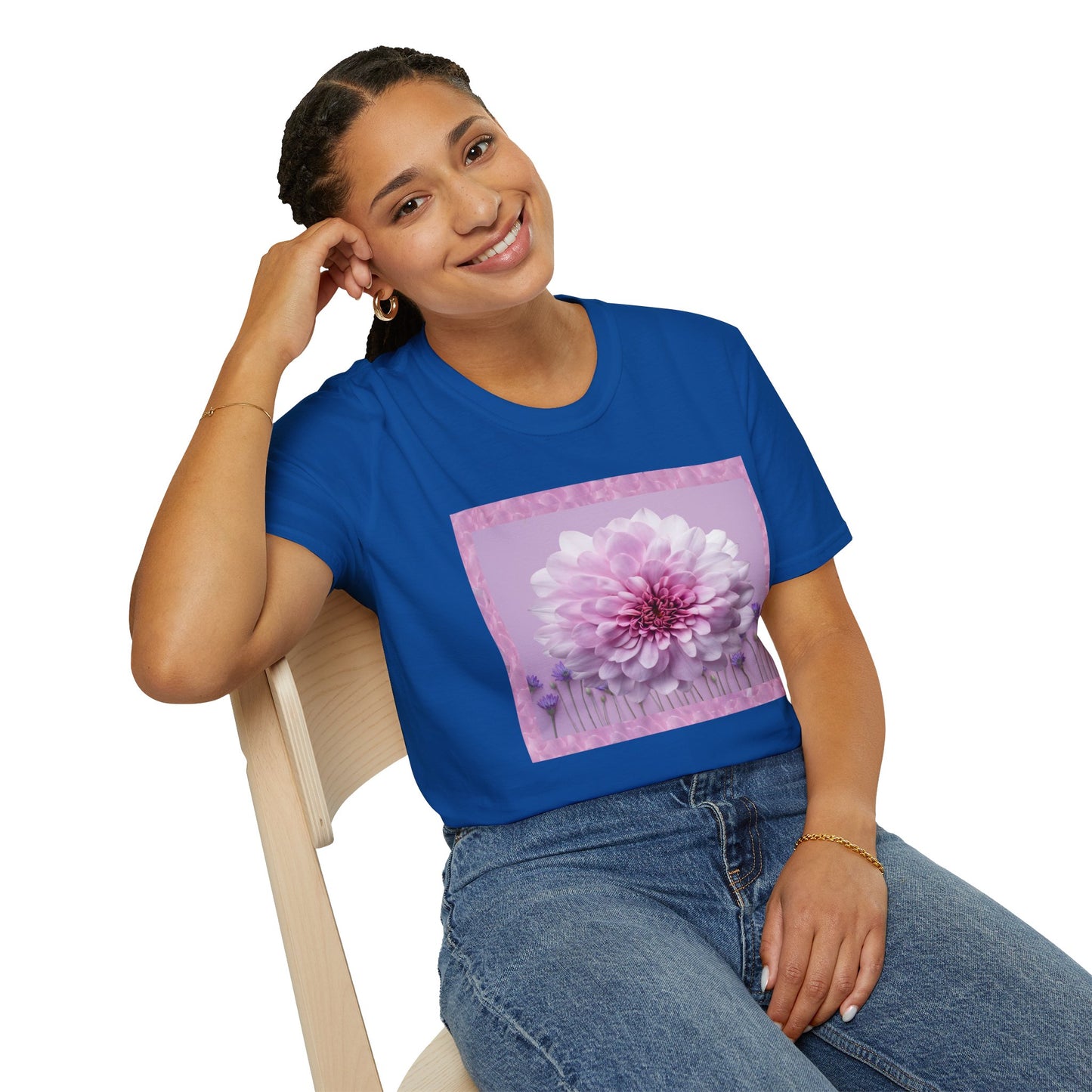 Pink Floral Art Unisex T-Shirt, Softstyle Tee, Summer Fashion, Gift for Her, Floral Shirt, Casual Wear