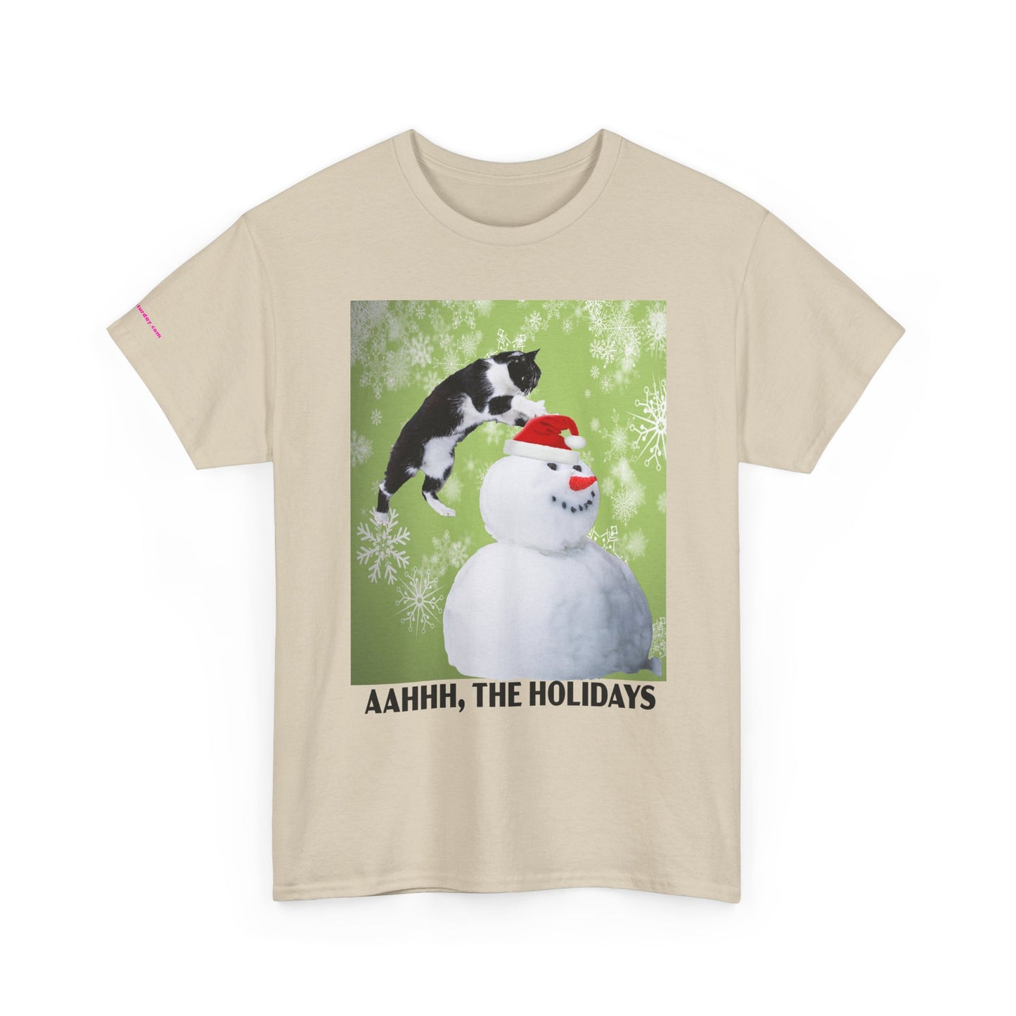 Holiday Cat T‑Shirt – “Aahhh, The Holidays” Funny Snowman Cat Tee