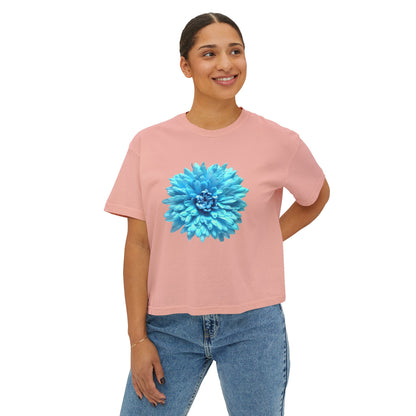 Floral Women's Boxy Tee, Casual Summer T-Shirt, Boho Chic Top, Gift for Her, Trendy Graphic Tee
