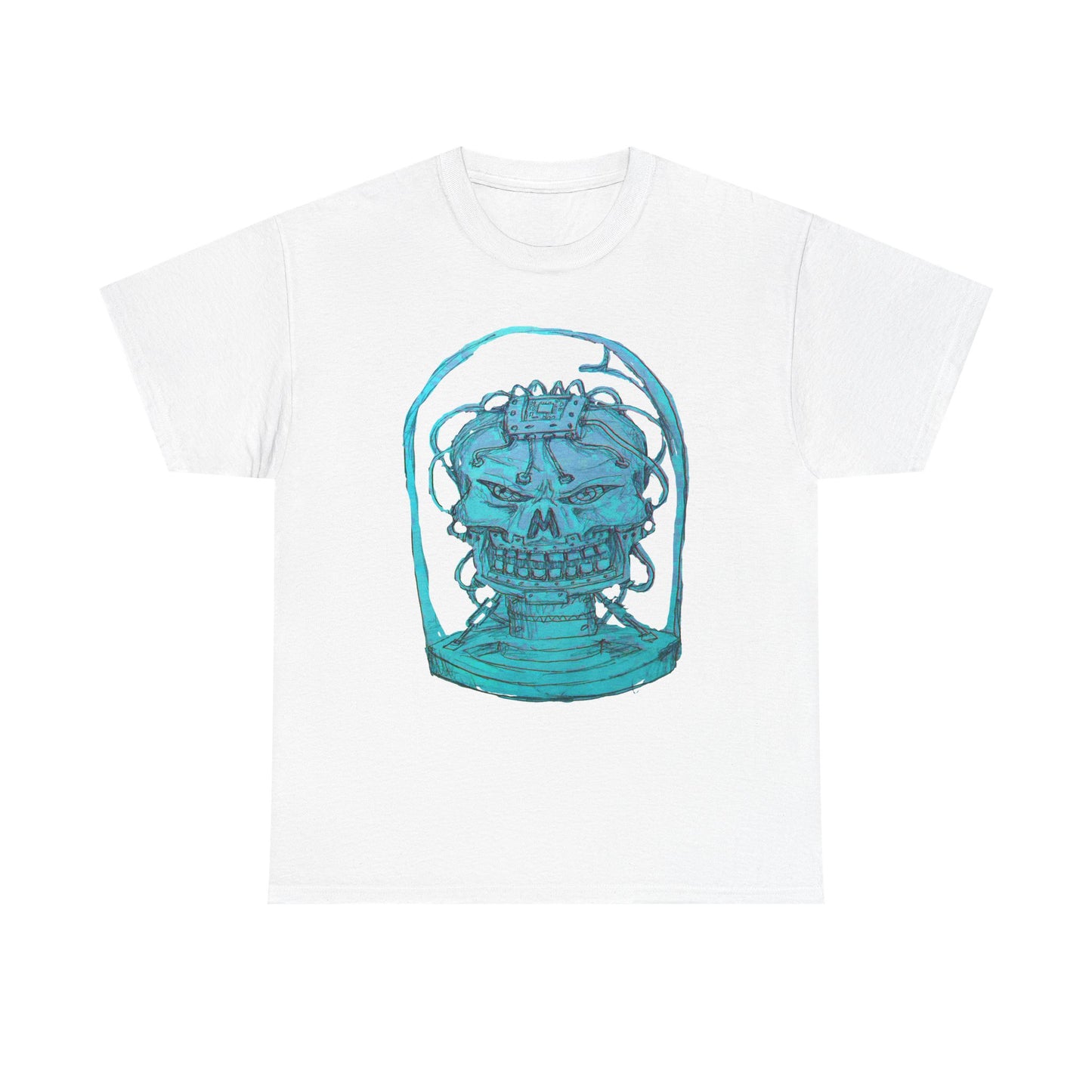 Vibrant Turquoise skull original design Unisex Heavy Cotton Tee