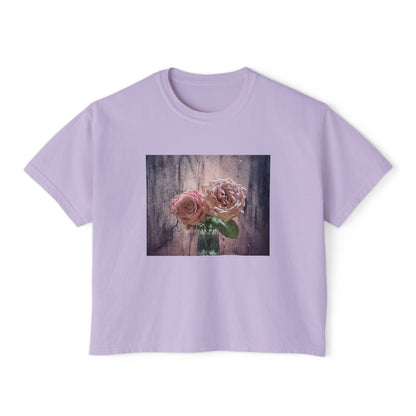 Floral Women's Boxy Tee, Casual Top, Gift for Her, Summer Style, Vintage Bloom Graphic Tee, Everyday Wear