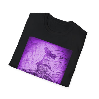 Purple Scarecrow Unisex Tee | Softstyle T-Shirt | Gothic Art, Fall Fashion, Halloween Shirt, Casual Wear, Scarecrow Design