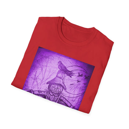 Purple Scarecrow Unisex Tee | Softstyle T-Shirt | Gothic Art, Fall Fashion, Halloween Shirt, Casual Wear, Scarecrow Design