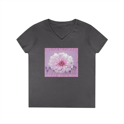 Floral V-Neck Tee — 'Sophie's Saturday' Pink Blossom Graphic