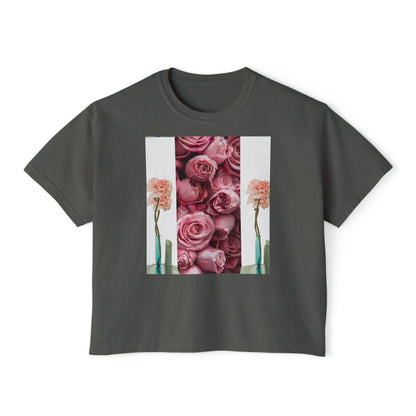 ROSE COLUMNS Women's Boxy Tee, Perfect for Spring, Casual Wear, Gift for Her, Everyday Chic, Comfort Fashion