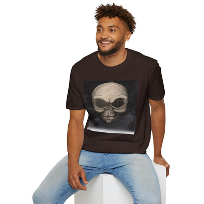 Skull Art Unisex Softstyle T-Shirt - Edgy Graphic Tee for Halloween, Festival Wear, Music Lovers, Gift Idea, Casual Style