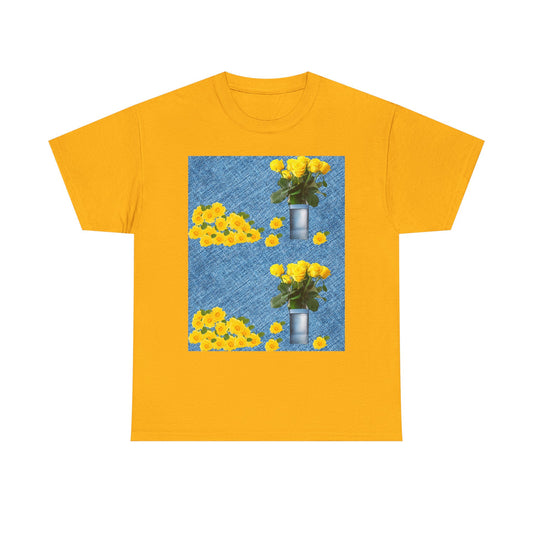 Sunflower double the pretty Bouquet Unisex Heavy Cotton Tee, Floral Graphic Tee, Casual Wear, Gift for Her, Summer Fashion, Eco-Friendly T-Shirt