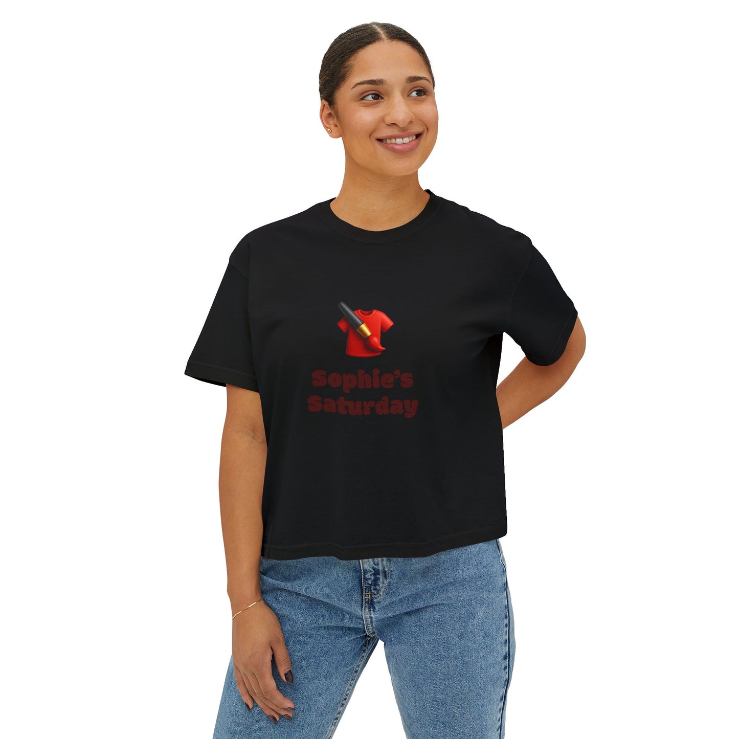 Sophie's Saturday Women's Boxy Tee | Cute Casual Top, Weekendwear, Gift for Her, Funny Graphic T-Shirt, Summer Style, Relaxed Fit