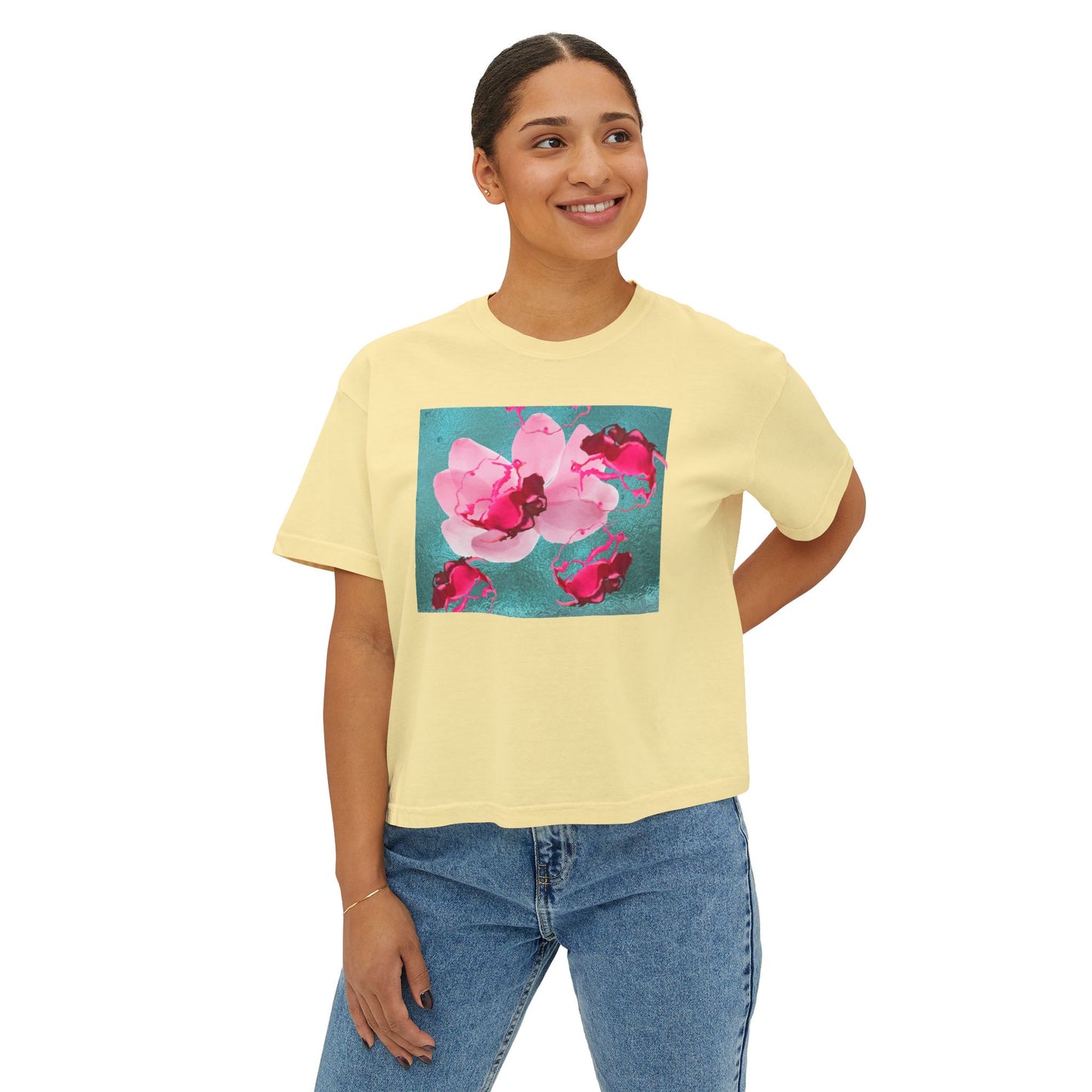 Women's Tee with Floating Roses Design