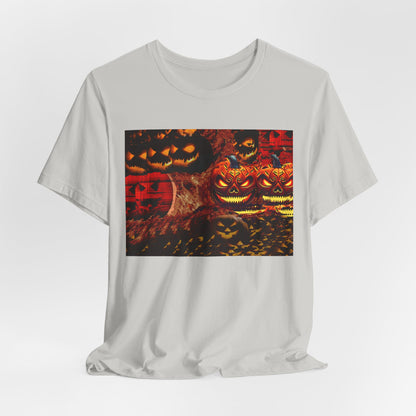 Halloween Distorted Pumpkin Graphic Tee, Unisex T-Shirt for Autumn, Spooky Season Top, Halloween Costume Idea, Men's & Women's Casual Wear