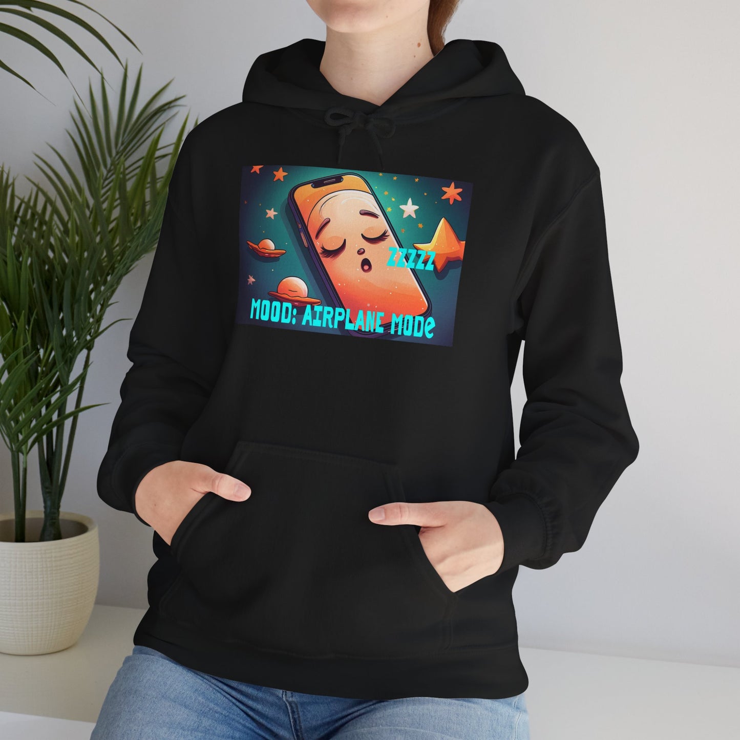Hooded Sweatshirt - Airplane Mode Mood Sleeping Phone