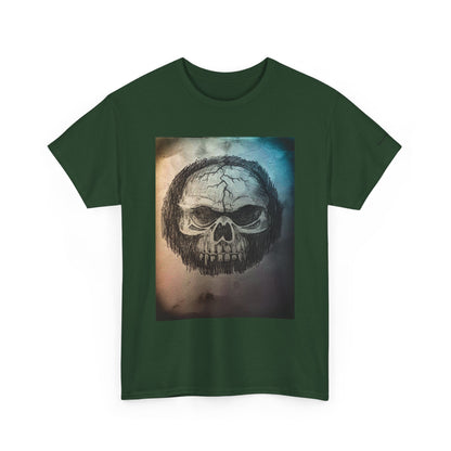 Skull Tee - Feathered Skull Hazy Border Design