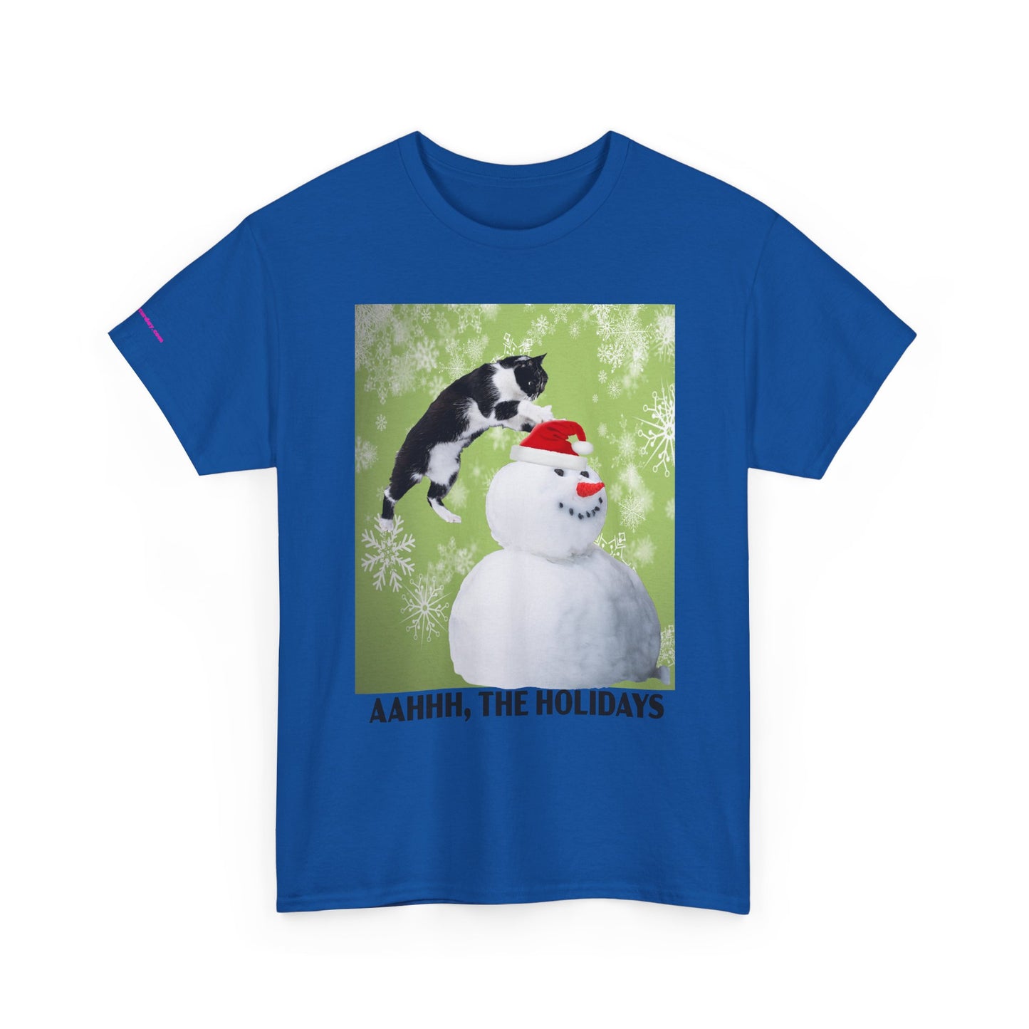 Holiday Cat T‑Shirt – “Aahhh, The Holidays” Funny Snowman Cat Tee