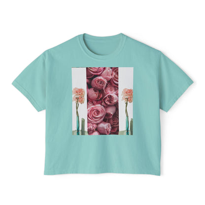 ROSE COLUMNS Women's Boxy Tee, Perfect for Spring, Casual Wear, Gift for Her, Everyday Chic, Comfort Fashion