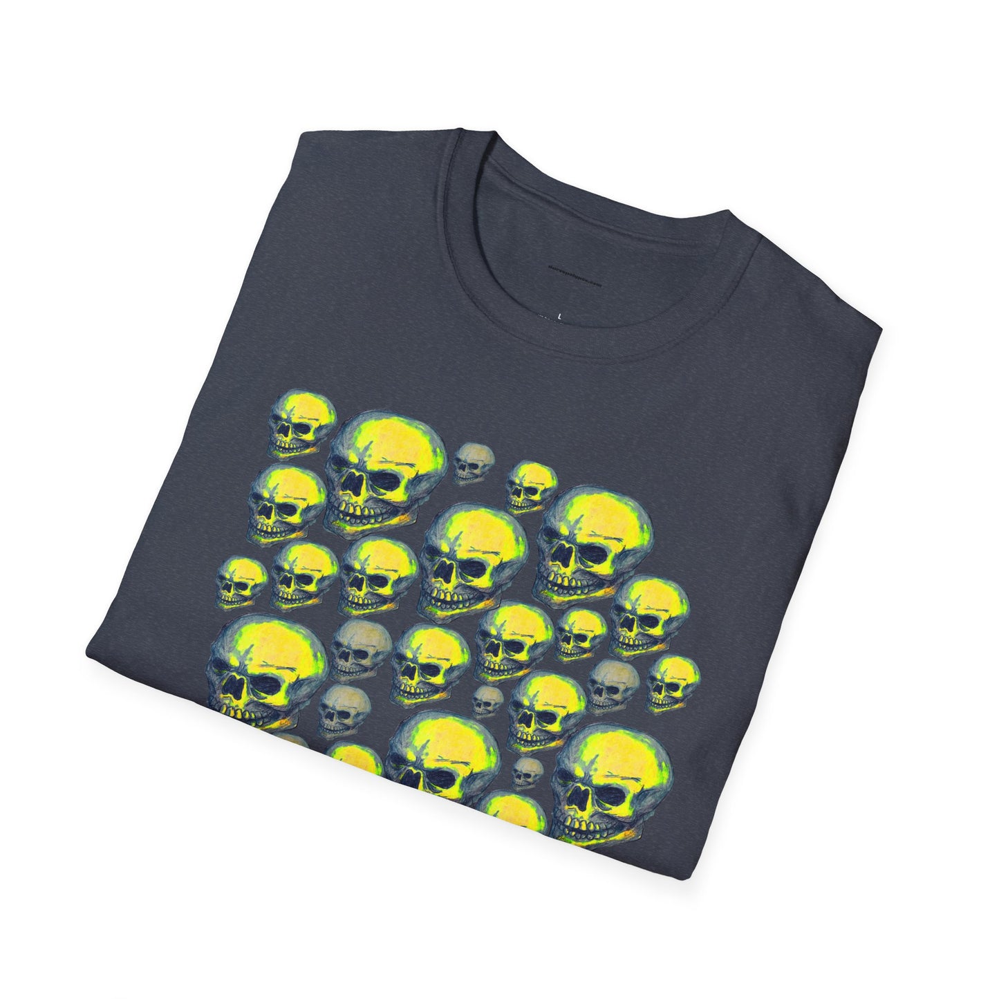 Neon Skull Cluster T-Shirt — Retro Grunge Graphic Tee for Halloween & Streetwear