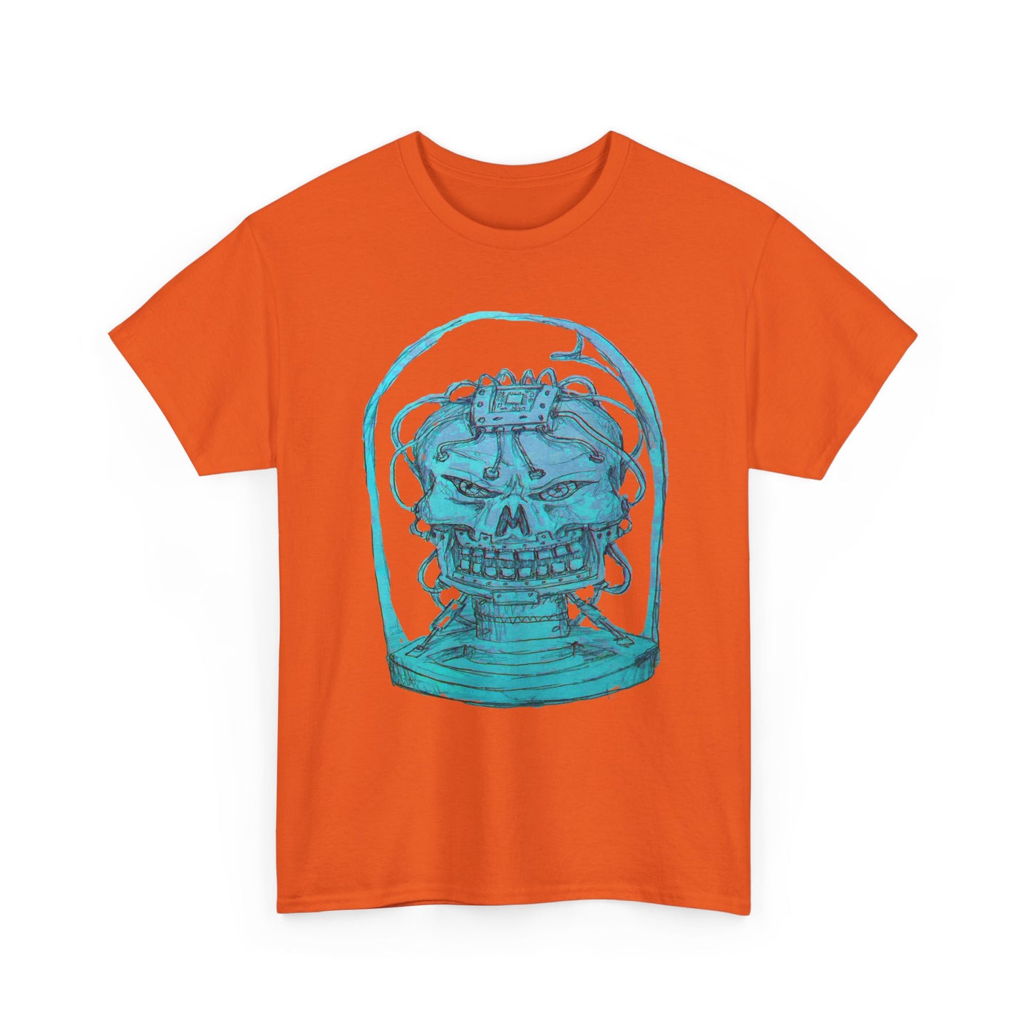 Vibrant Turquoise skull original design Unisex Heavy Cotton Tee