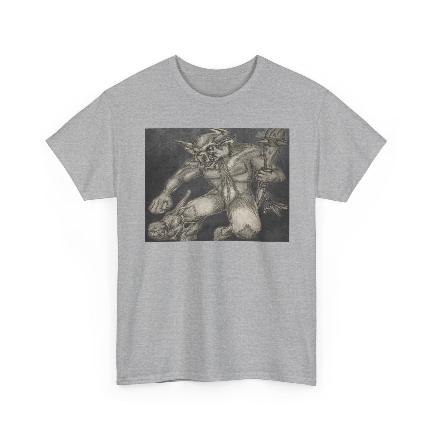Bull Warrior With Kitten B & W design Unisex Tee