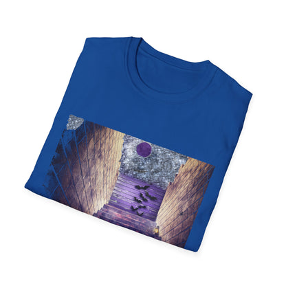 Mystical Stairway Bats Unisex T-Shirt - Softstyle Tee for Dreamers, Perfect for Gifting, Spiritual Occasions, Casual Wear, Art Lovers, [...]