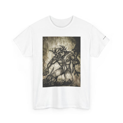 Black and White Mystical  Design Bull andCat Unisex Tee