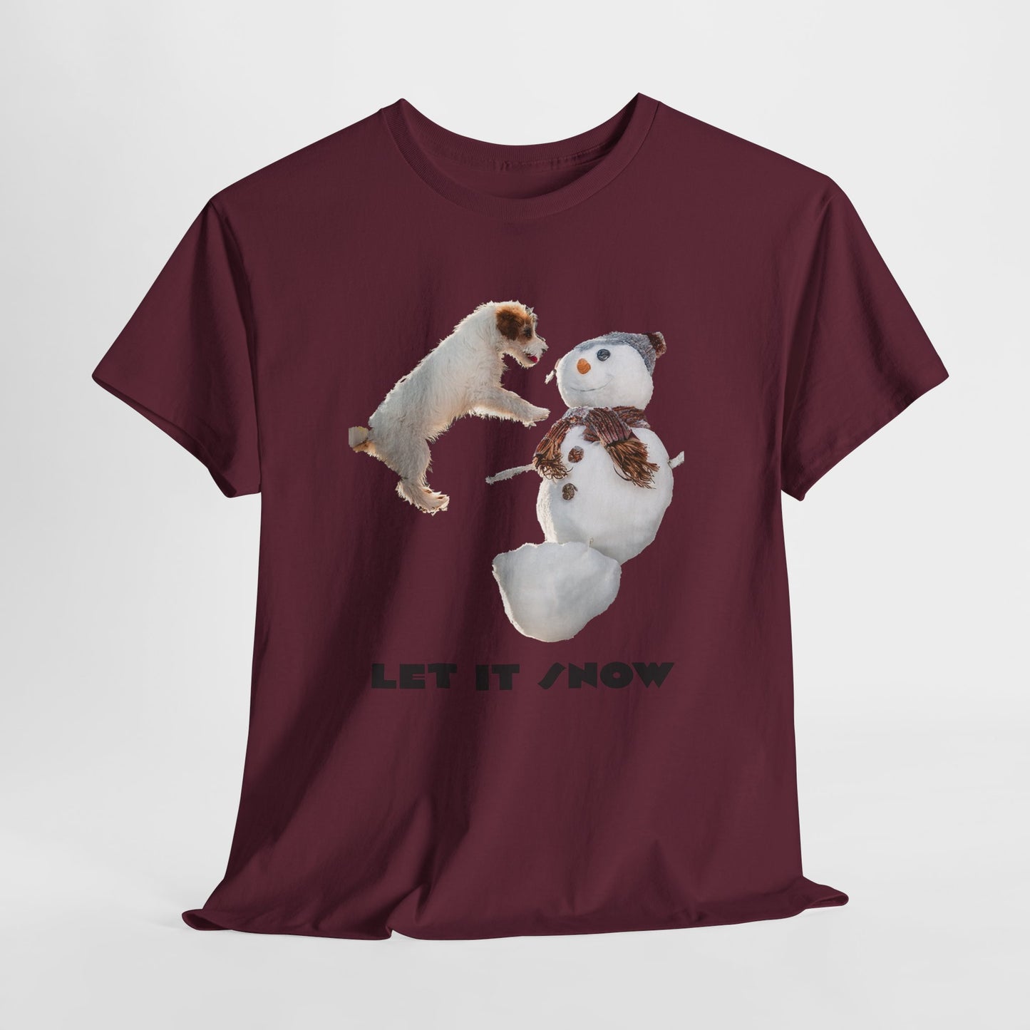 Let It Snow Dog & Snowman Tee — Funny Cute Holiday T-Shirt