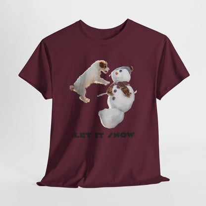 Let It Snow Dog & Snowman Tee — Funny Cute Holiday T-Shirt