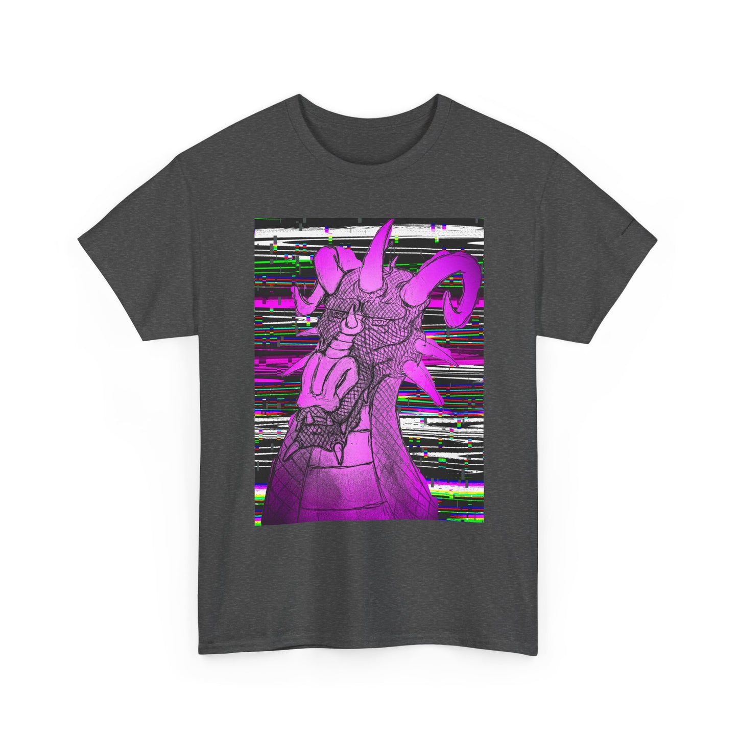 Vaporwave Dragon T-Shirt — Glitch Art Neon Purple Dragon Tee