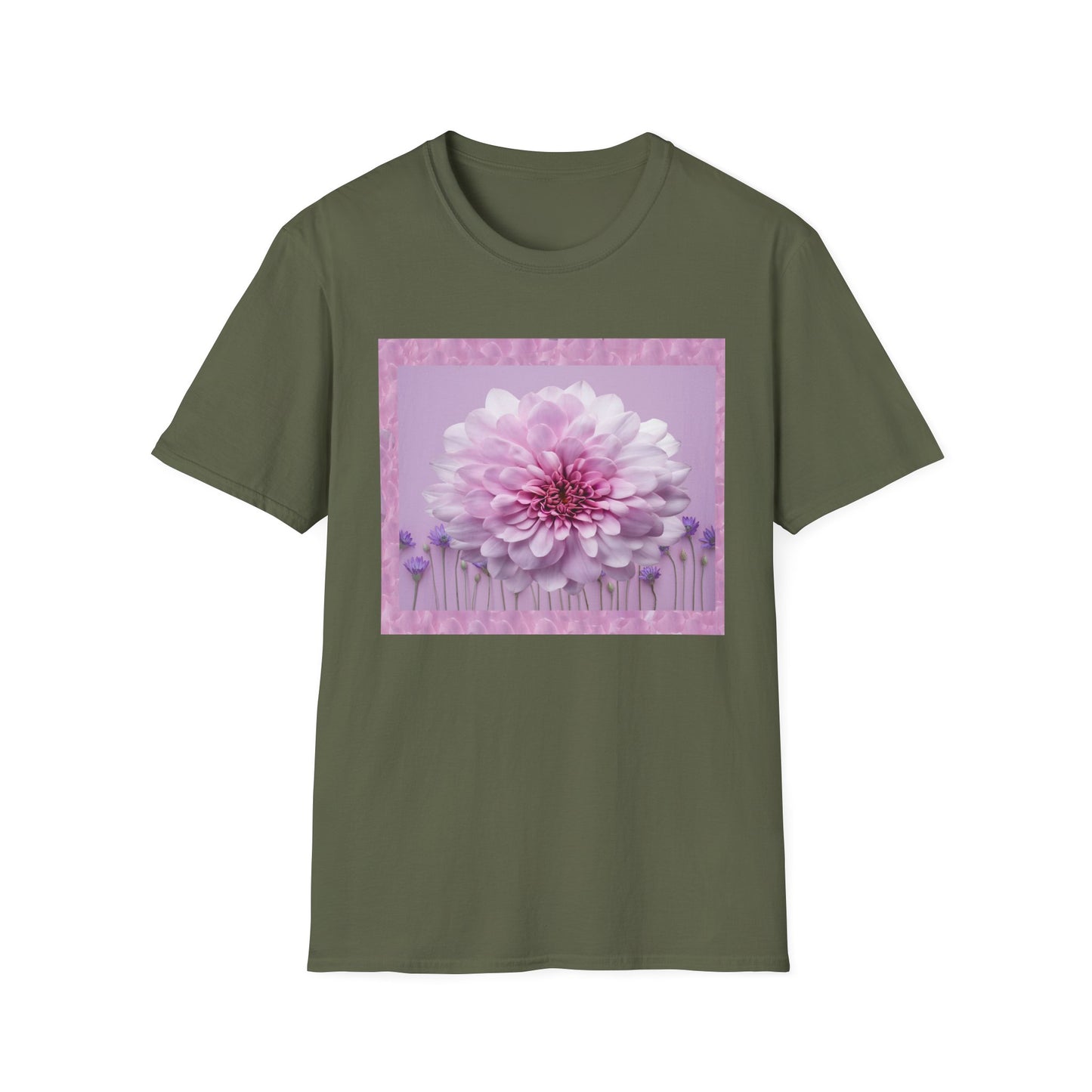Pink Floral Art Unisex T-Shirt, Softstyle Tee, Summer Fashion, Gift for Her, Floral Shirt, Casual Wear