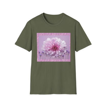 Pink Floral Art Unisex T-Shirt, Softstyle Tee, Summer Fashion, Gift for Her, Floral Shirt, Casual Wear