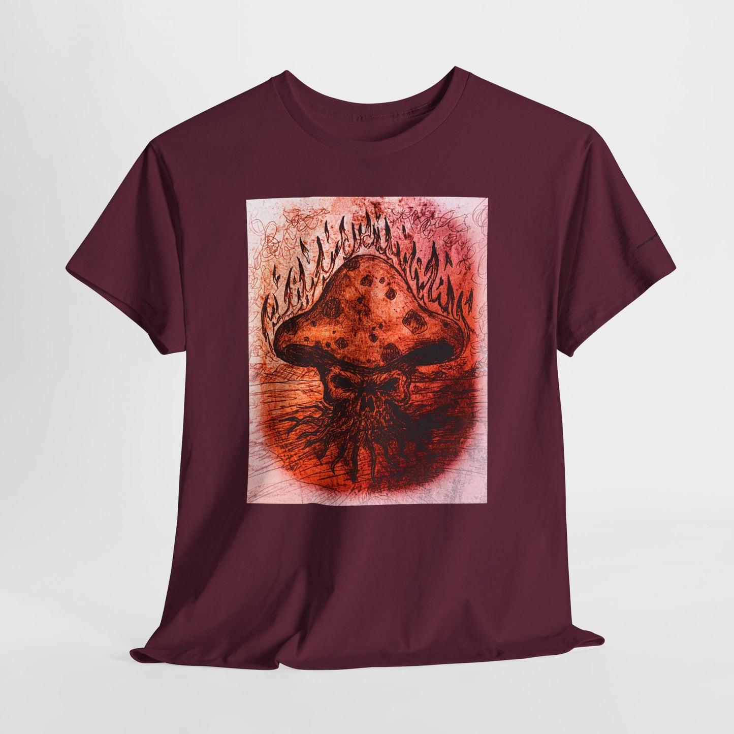 Mushroom Flame T‑Shirt — Psychedelic Burning Mushroom Graphic Tee