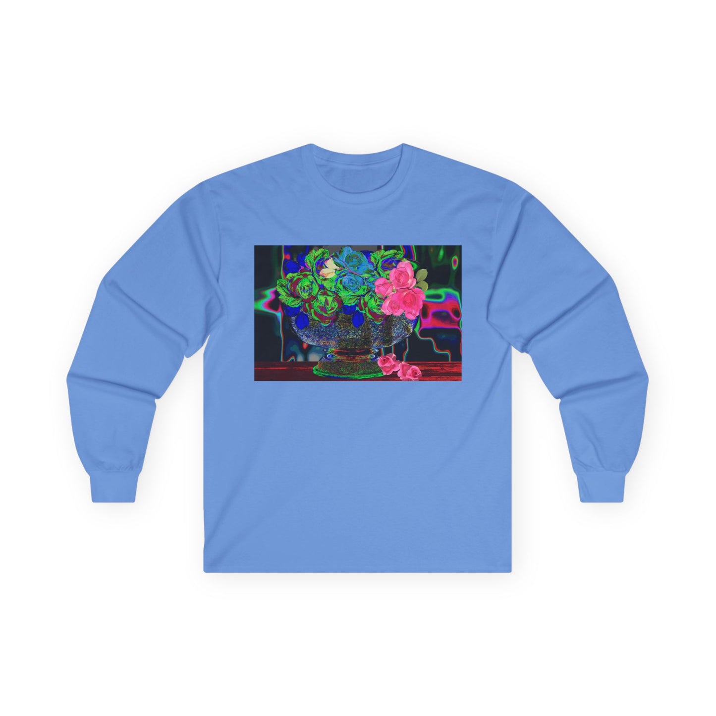Vibrant Hybrid Floral Long Sleeve Tee, Artistic Apparel, Gift for Flower Lovers, Unique Graphic Tee, Colorful Fashion Statement, Perfect for Spring