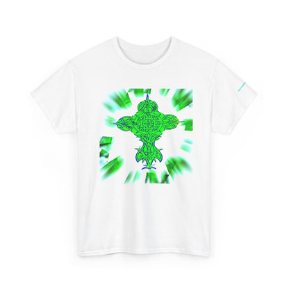 Celtic Green Cross T-Shirt — Vibrant Celtic Knotwork Tee