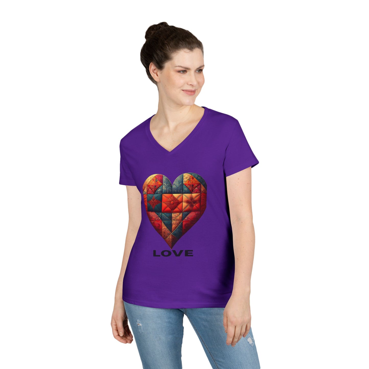Love Patchwork Heart V-Neck Tee