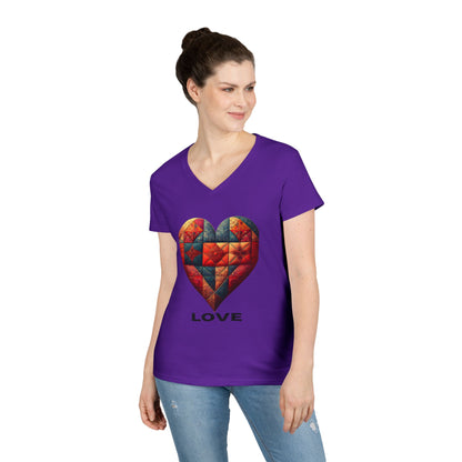 Love Patchwork Heart V-Neck Tee