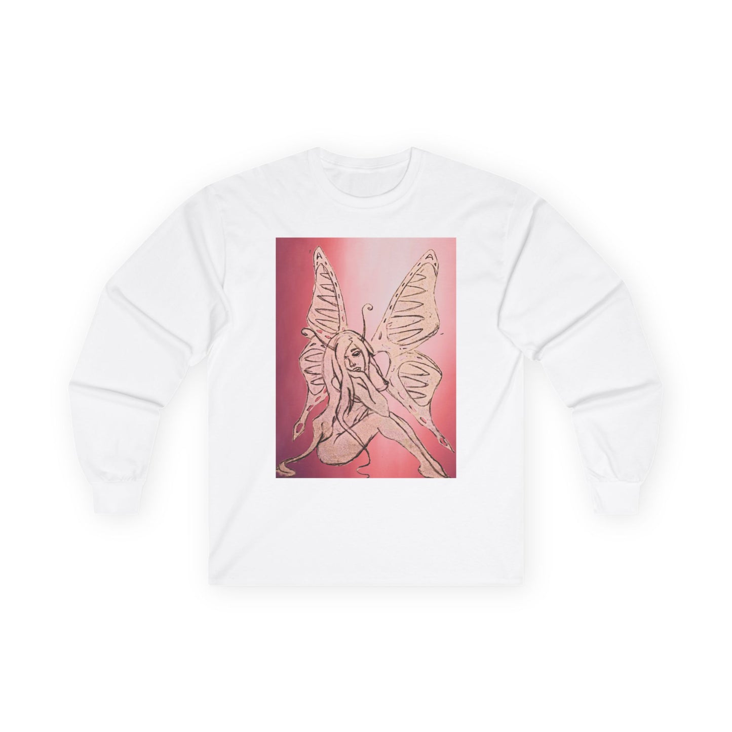 Butterfly Fairy Long Sleeve Tee — Ethereal Pink Graphic Shirt