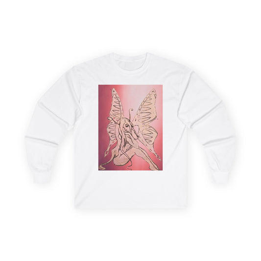 Butterfly Fairy Long Sleeve Tee — Ethereal Pink Graphic Shirt
